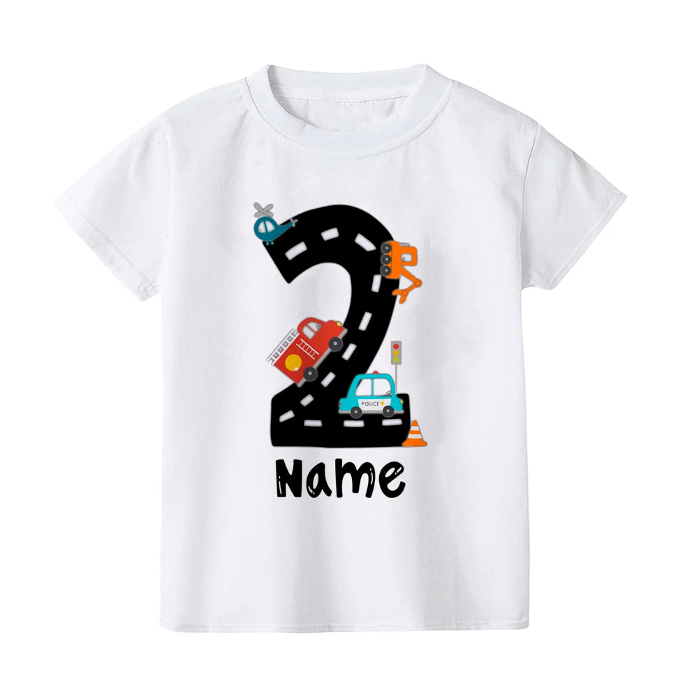 Personalized Construction Birthday Shirt Boy Clothes Custom Name Kid Vehicle Tshirt Kid Birthday Party Gift Children Shirts