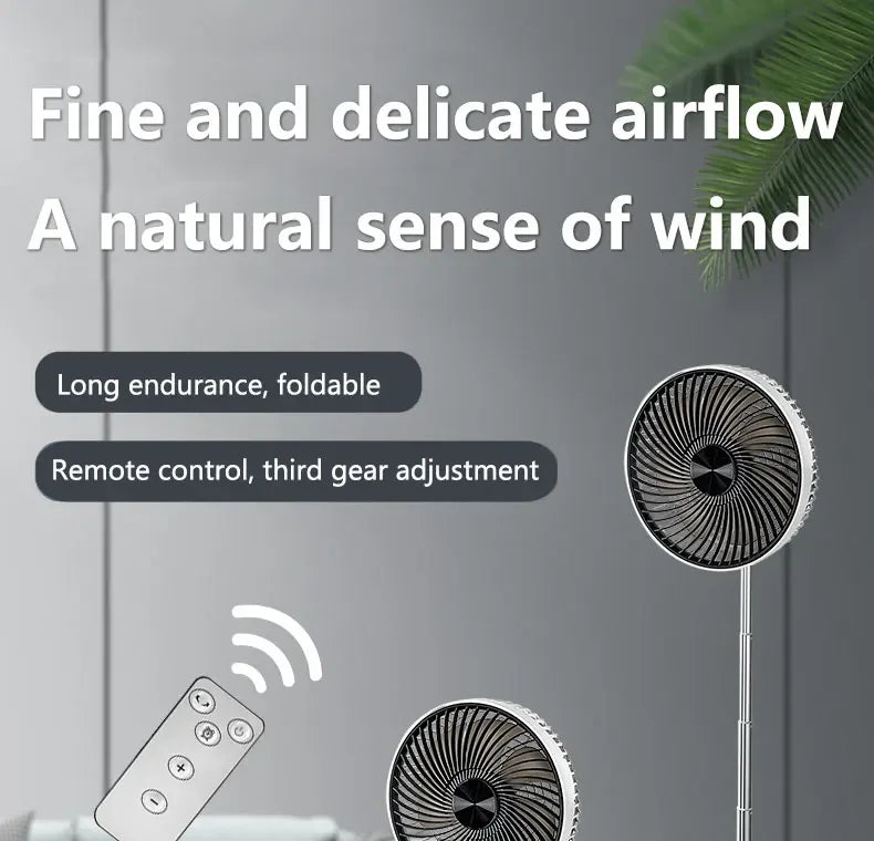 Remote control telescopic folding desktop vertical electric fan 5400mAh silent timed left and right rotation USB electric fan