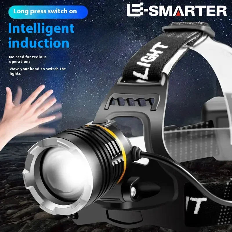 XHP90 Sensor Headlight High Power LED Headlamp Rechargeable Flashlight Built-in 18650 Battery Fishing Camping Head Lamp