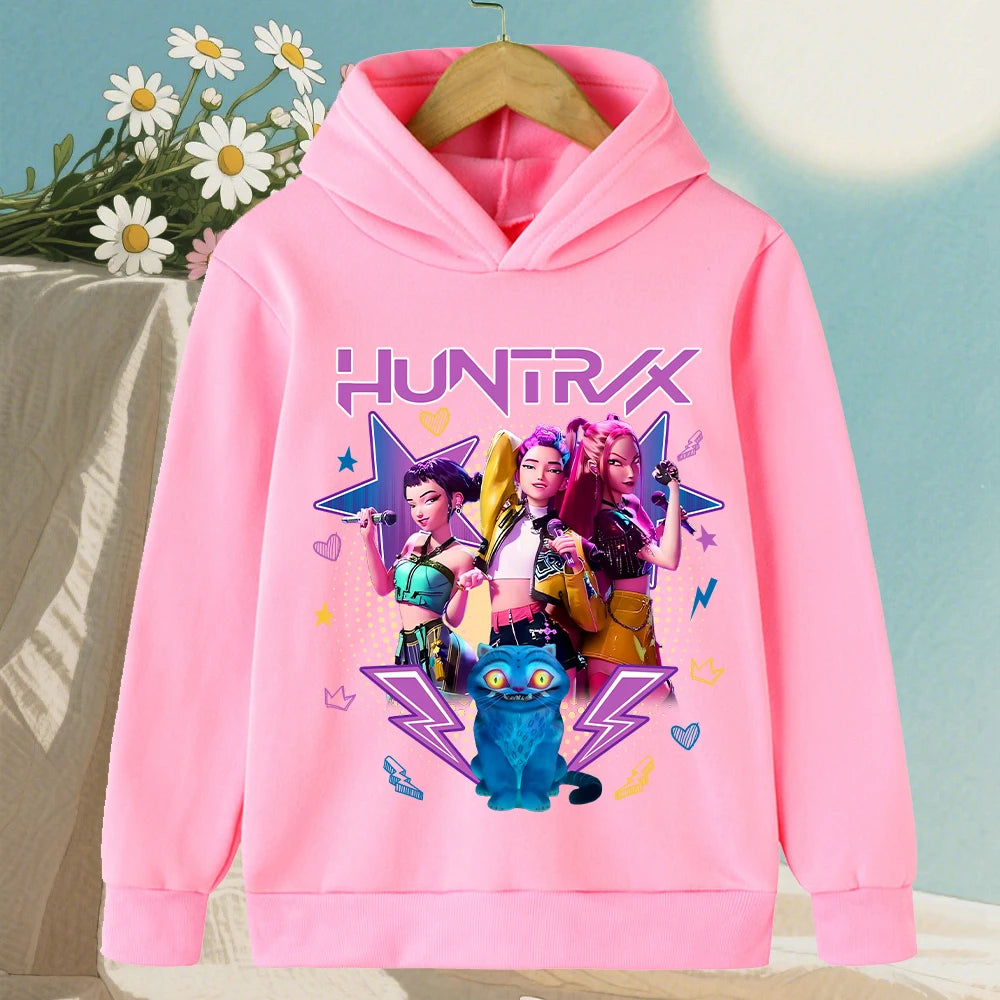 KPop Demon Hunter Boy Girl Hoodies Popular Anime Harajuku Y2K Sports Cute Fashion Children Autumn Winter Sweatshirt Clothing Top