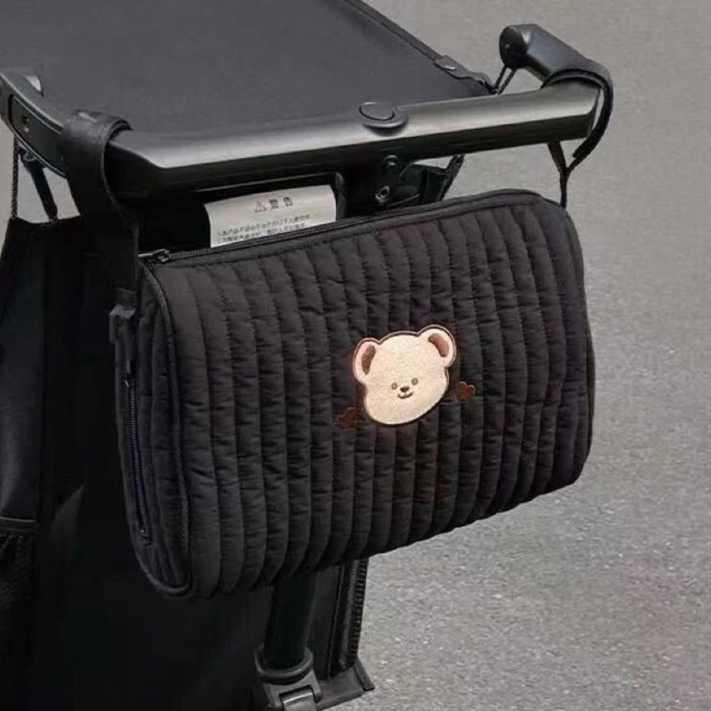 Cute Bear Stroller Hanging Bag Portable Multifunctional Diaper Bag with Large Capacity Mommy Bag for Baby Stroller Travel