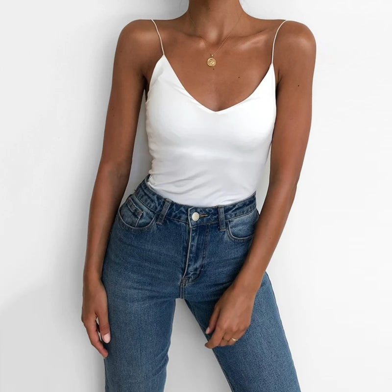 Summer Sexy Women Thin Wild Solid Camis Vest Tank Tops Female Strap Basic Tops Slim Sleeveless Camisole