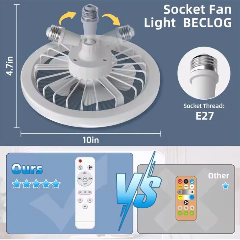 Modern 25cm Ceiling Fans With LED Lights Silent E27 Smart Bedroom Kitchen Electric Fan Lamps Room Decor AC95-260V