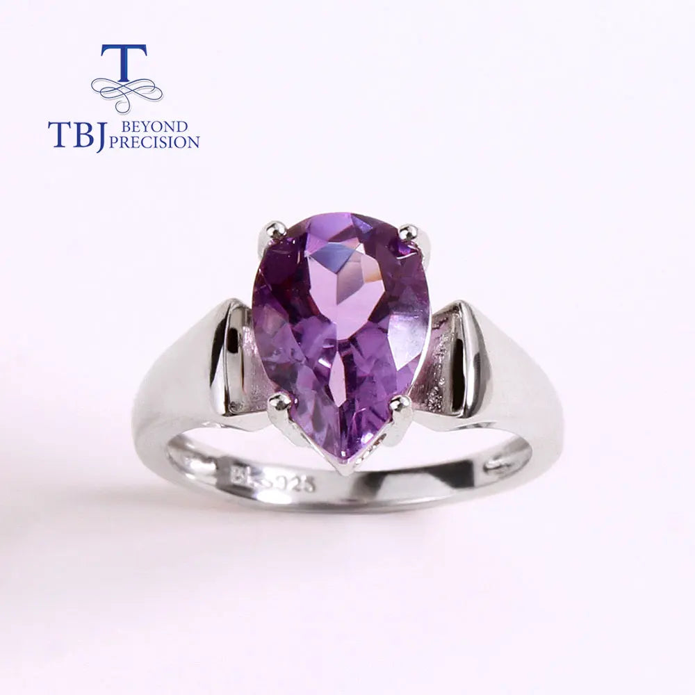 NEW  100% Natural amethyst  rings earrings Simple design jewelry set 925 silver fashion jewelry for women nice gift