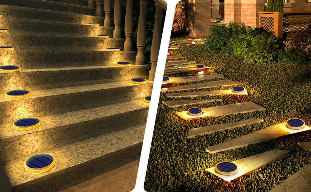 24LED Solar Garden Light Outdoor Solar Lighting Solar Deck Light Step Lights Stair Light Waterproof Lawn Lamps Underground Light