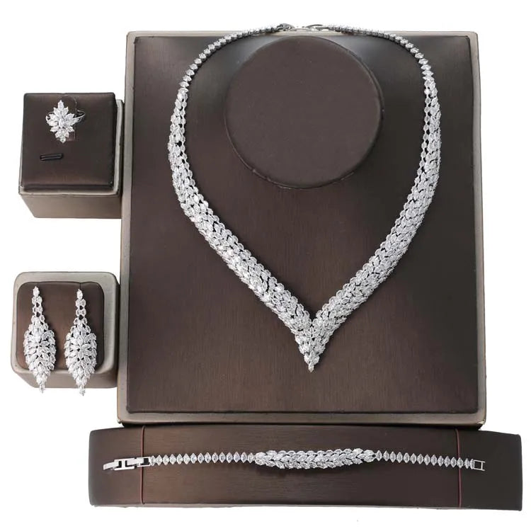 HADIYANA Jewelry Set Women Luxurious Elegant Dress Jewelry Accessories BN8786 Bridal Luxury Cubic Zirconia Ornament