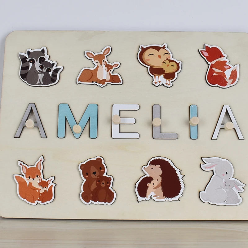Montessori Personalised Wooden Puzzle Baby Custom First Name Puzzle Customization Letter Board Gift Child Jigsaw Educational Toy