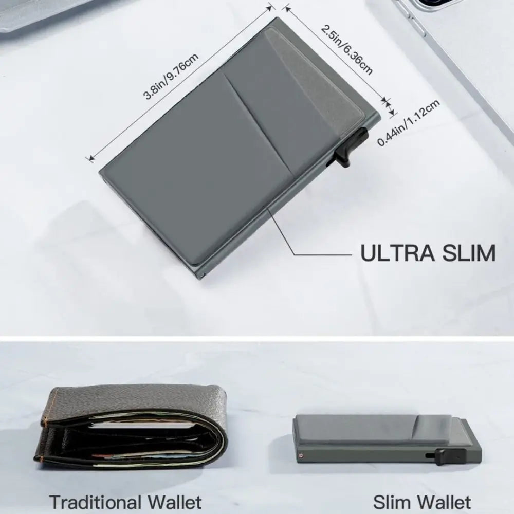 Automatic RFID Anti-Theft Card Holder Screw Reinforcement Metal Box Bottom Men's Card Box Aluminum Alloy Material RFID Blocking