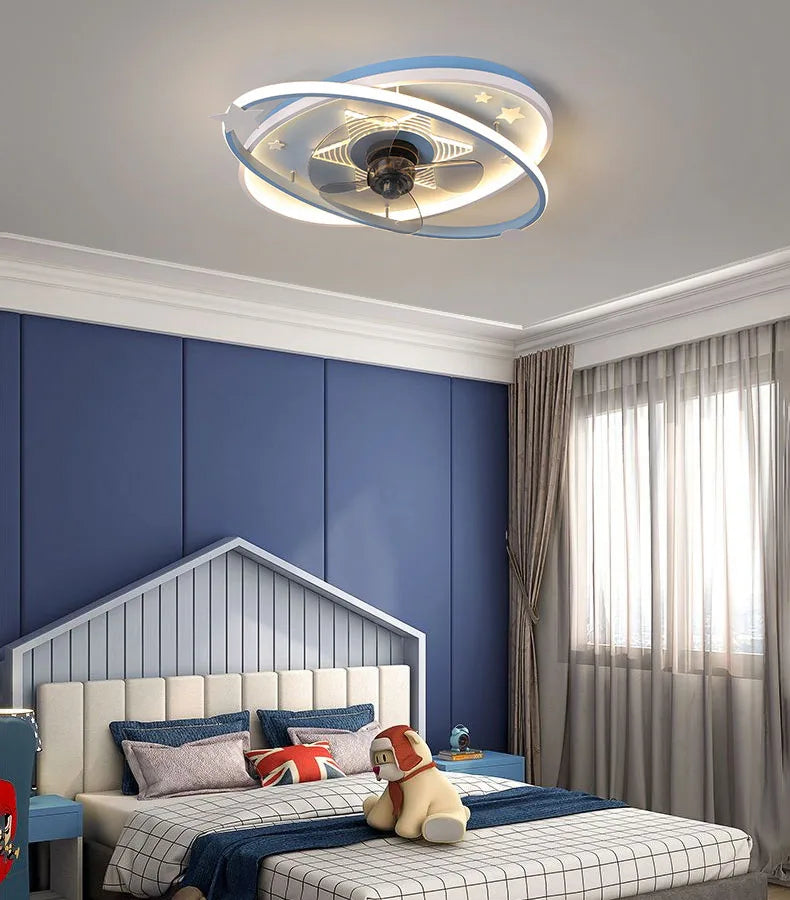 with light small ceiling fan Led kids light with fan Chandelier For Home Bedroom Lamp 3 Color Dimmable remote control fan light
