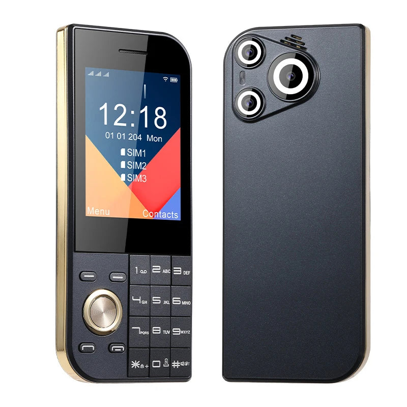 2025 New Push Button Mobile Phone 2.8' Three SIM 3SIM Bluetooth Flashlight MP3 Wireless FM Camera Vibration BigHorn CellPhone