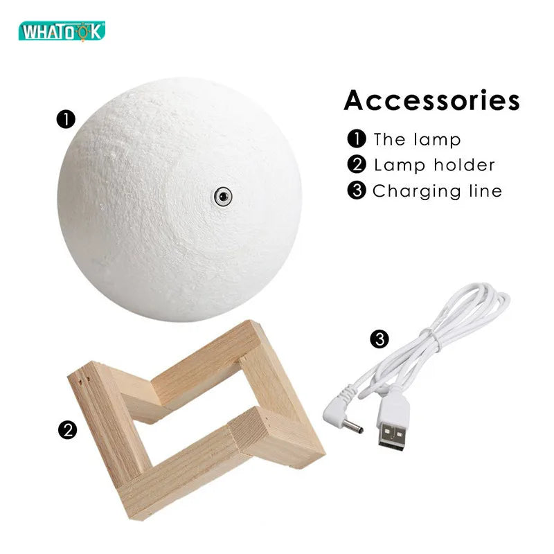 3D Print Moon Lamp Rechargeable Color Change 3D Light Touch Moon Lamp Children's Lights Night Lamp LED Night Light for Home 2024