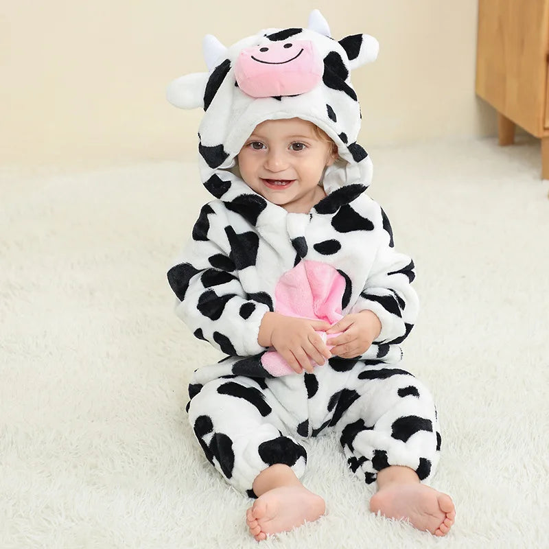 Baby Kigurumi Dragon Cow Monkey Animal Cosplay Costume Baby Girl Pajamas Winter Plush Jumpsuit for Toddler Boys 1 to 2 3 4 Years