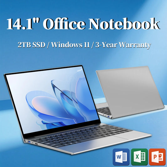 LENO 14.1"Laptop  Windows 11 16GB RAM 2TB SSD Intel N3700 Ultra Slim Notebook Gamer 1920*1080  Display Office Study Computer PC