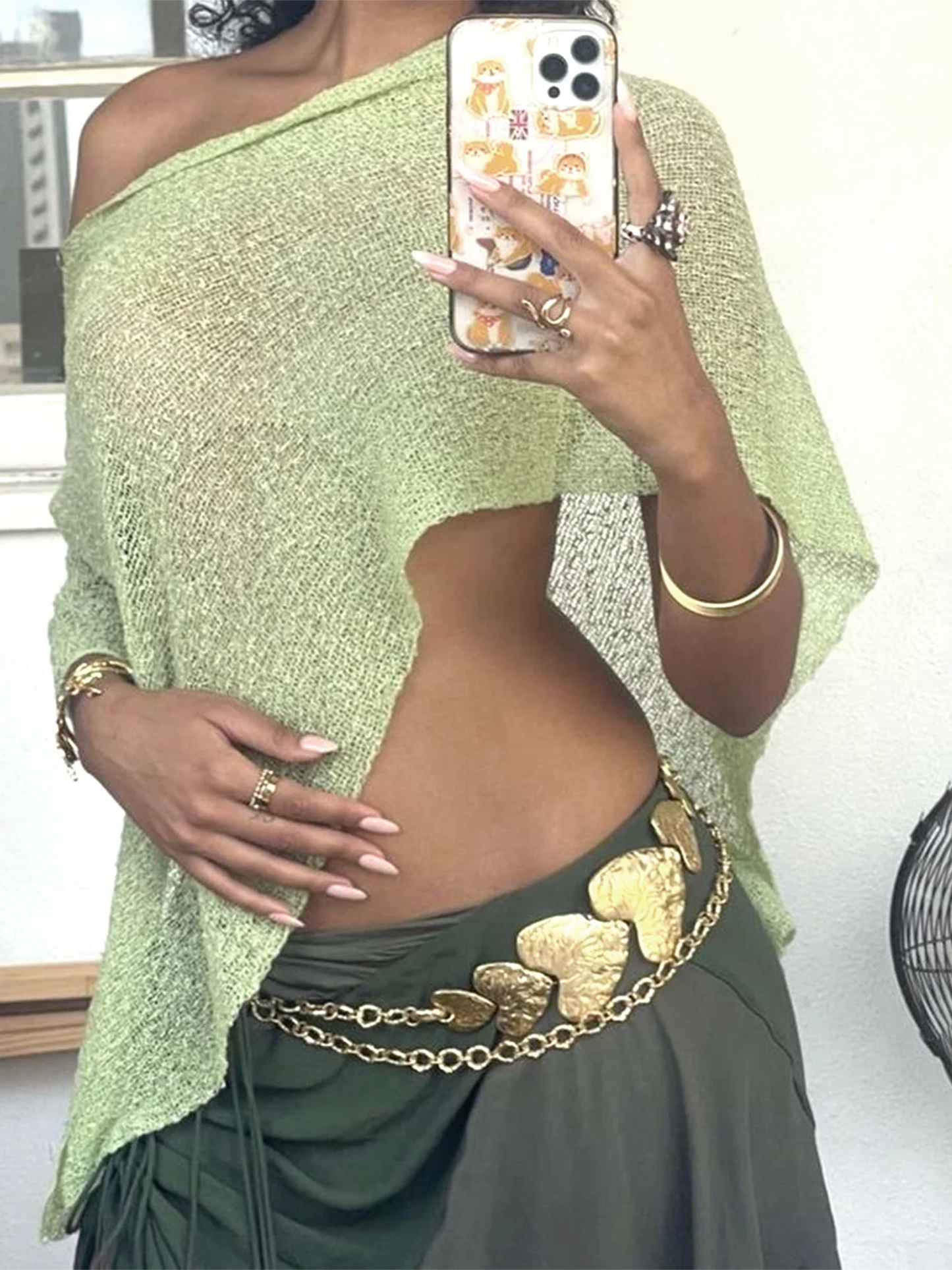 Summer Irregular Knitted Cover-ups Crop Tops Y2k Aesthetic Vintage Smocked T-shirt Boho Beach Vacation Going Out Pullovers Tees