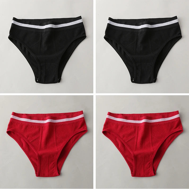 S-3XL 3-5Pcs Women Sport Briefs High Waist Panties Comfort Solid Color Underwear Sexy Underpants Intimate Lingerie Soft Briefs