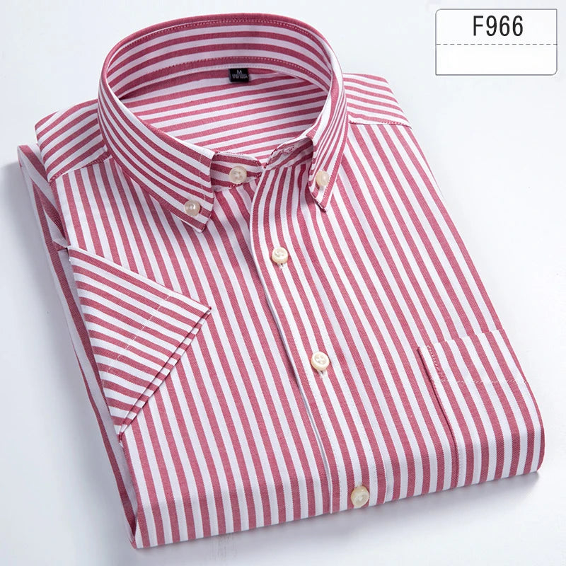 New in shirt hight qulity100%cotton summer short sleeve shirts for men slim fit shirt thin plaid houndstooth soft office clothes