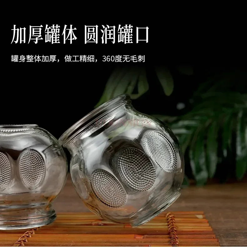 6/8/12pcs Thick Glass Cupping Beauty Can Chinese Traditional Healthcare Cupping Body Points Massage GuaSha Therapy gift fire rod