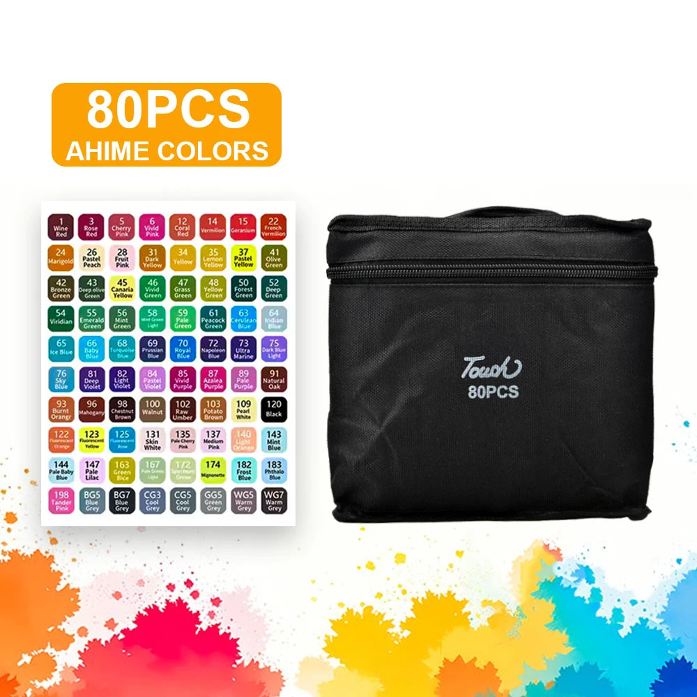 24/36/60/80/120/168 Colors Double Headed Oily Art Marker Pen Set for Draw Sketching ,Manga Illustration And Artistic Drawing