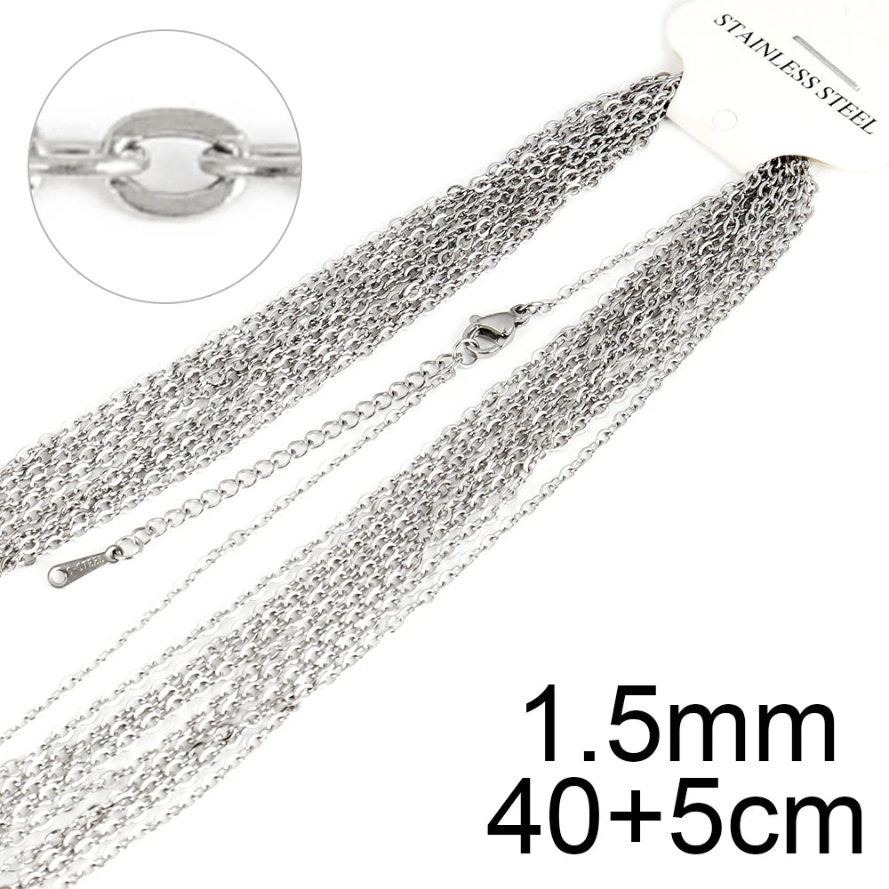 10pcs/lot Bulk Wholesale Stainless Steel Necklace Chain Necklace Choker Chains for DIY Jewelry Making Handmade Accessories