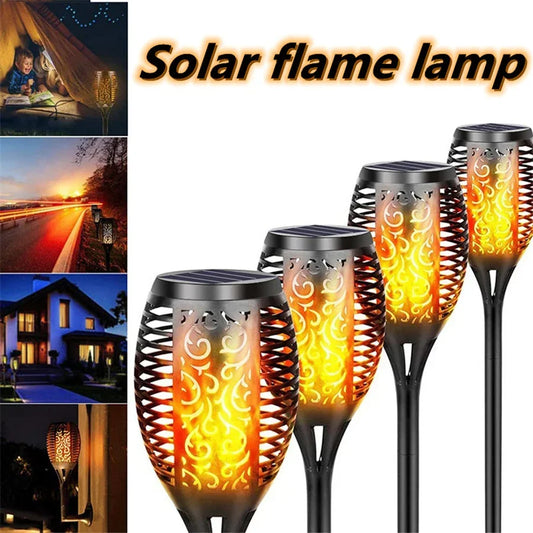 TIRVOSE 12LED Solar Garden Light Flickering Flame Landscape Lawn Lamps Waterproof Patio Lights Path Lighting Outdoor Solar Light