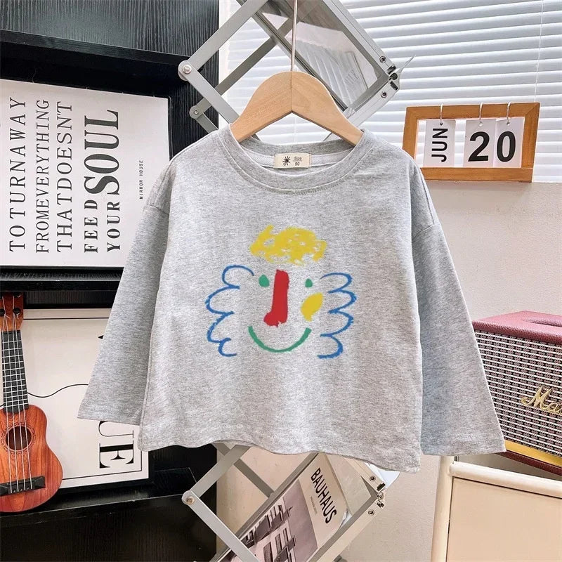 kids shirts 2024 new autumn full sleeve baby girls tops boys tees cotton children clothing cartoon kids t-shirts
