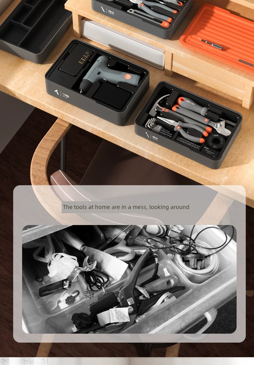 Deli Home Daily For Home Wire Cutter Hammer Lithium Electric Drill Emergency Repair Multifunctional Suit Tool H1001