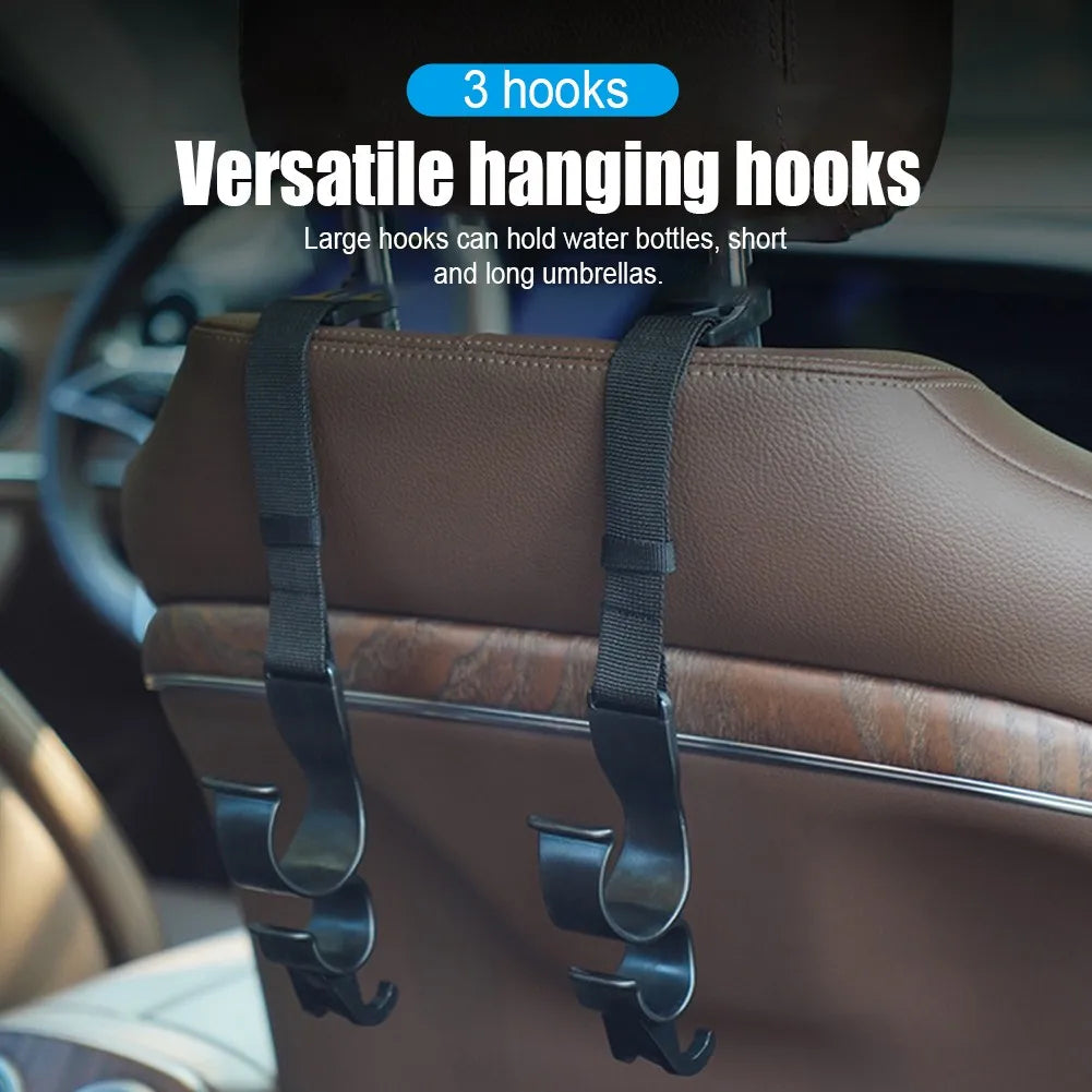 2pcs Multi-Function Car Back Seat Hook Rear Seat Headrest Hanging Hook Umbrella Holder Seat Back Storage Interior Organizer