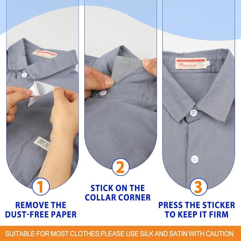 Anti Curl Collar Stays Avoid Roll Polo Shirts Shaping Patch Adhesive Stand Collar Shaper Sticker Prevent Deformation Fixed Pads