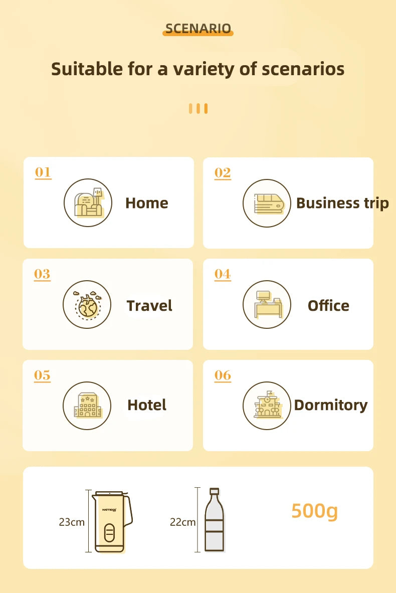 800ml Portable Electric Kettle Multifunctional Health Pot Thermo Pot Smart Teapot Travel Boiled Water Kettle Multi Cookers 220V