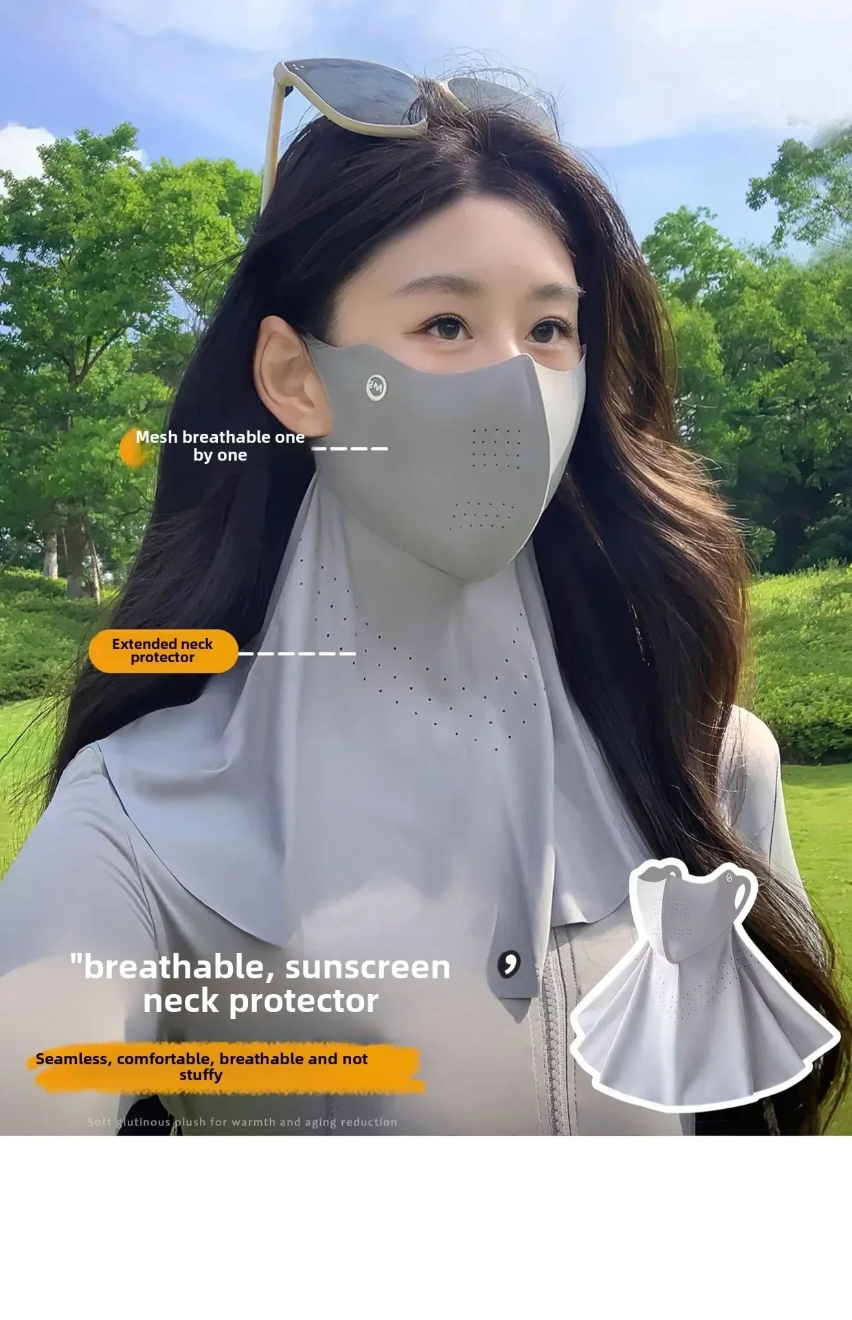 UPF50+ Ice Silk Sunscreen Mask Summer Riding Neck Guard One-piece Mask for Driving Fishing And Mountaineering Sun Protection