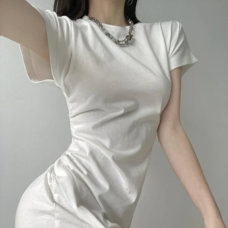 White Dresses for Women 2025 Woman Dress Clothes Midi X New in Chic and Elegant Pretty Cheap Casual Y2k Outfits Harajuku Cotton