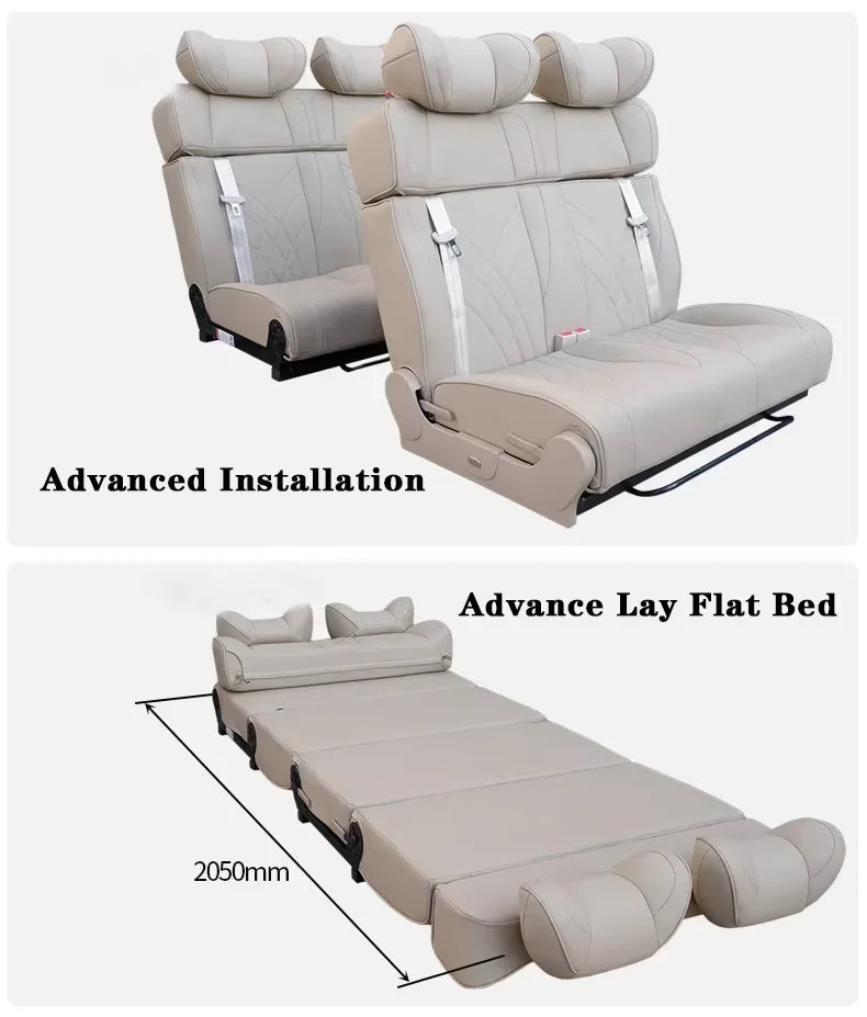 Triple Person Seat Customized Modified RV Passenger Seat Bed Comfortable Adjustable Folding Sofa Seat Ideal for RVs Camper Van
