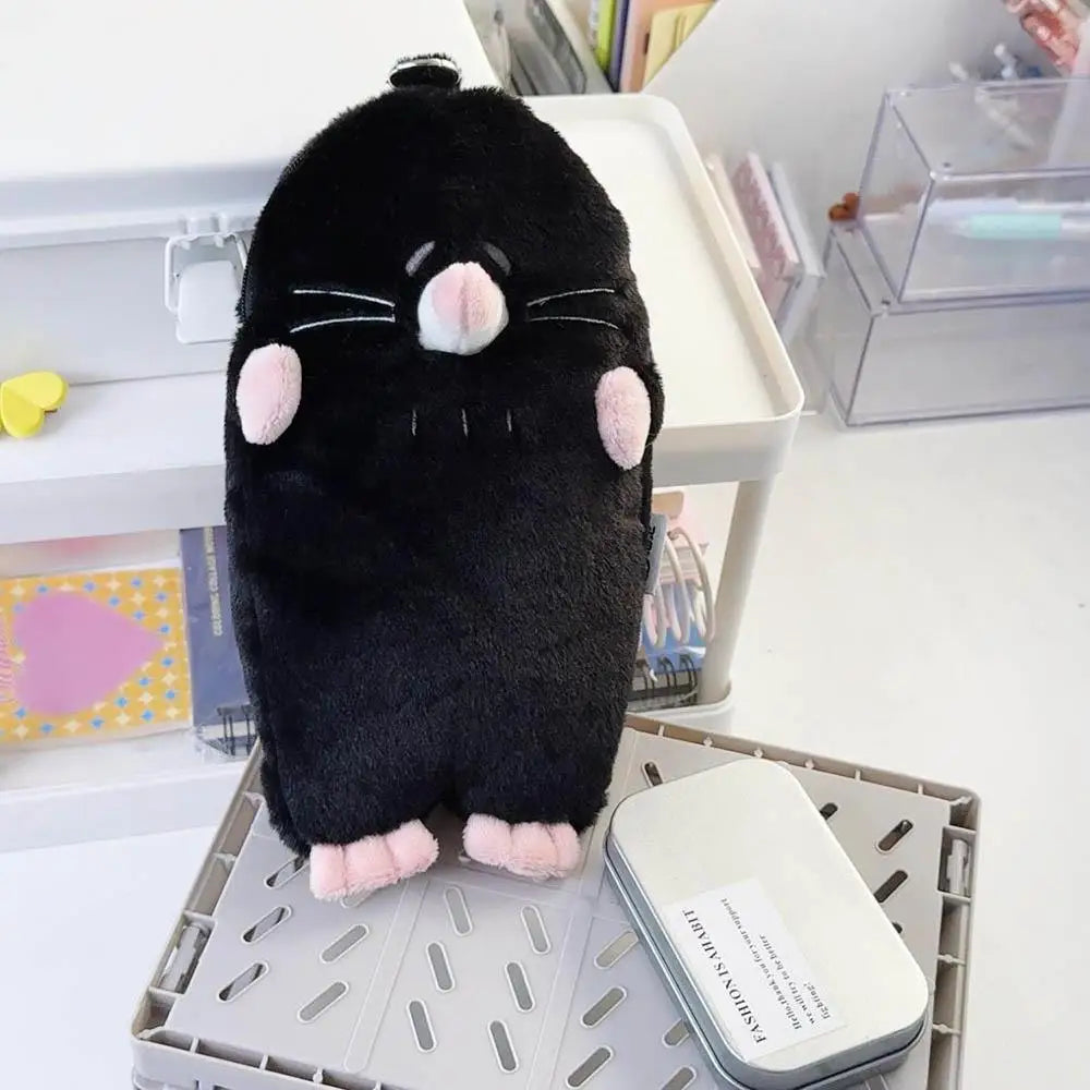 New Portable 3D Mole Pencil Case Plush Cartoon Large Capacity Stationery Bag Creative Cute Doll Stationery Case Dirty Resistant