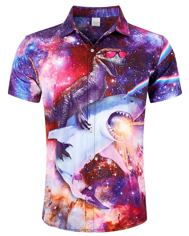 Men's Hawaiian Beach Shirt 3D Print Animal Funny Tee Top Casual Short Sleeve Button Down Holiday Aloha Shirts Streetwear
