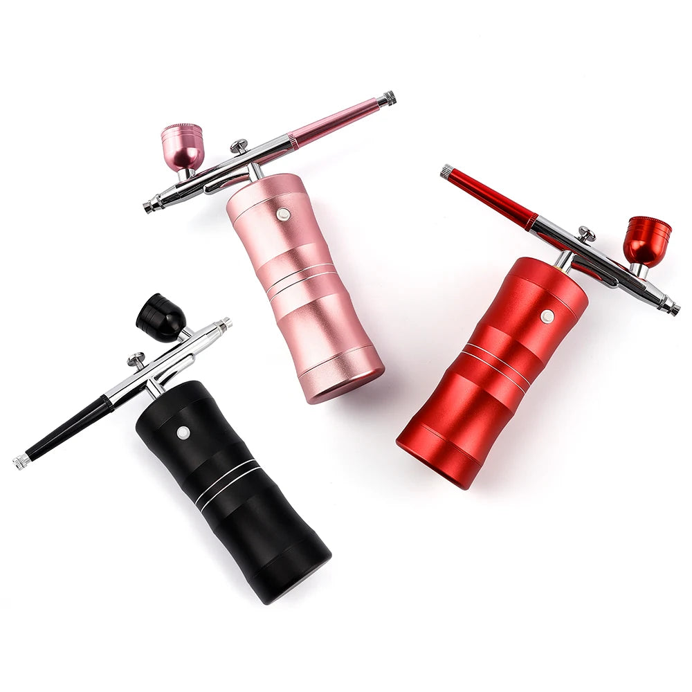 Top 0.3mm Pink Mini Air Compressor Kit Air-Brush Paint Spray Gun Airbrush For Nail Art Tattoo Craft Cake Nano Fog Mist Sprayer