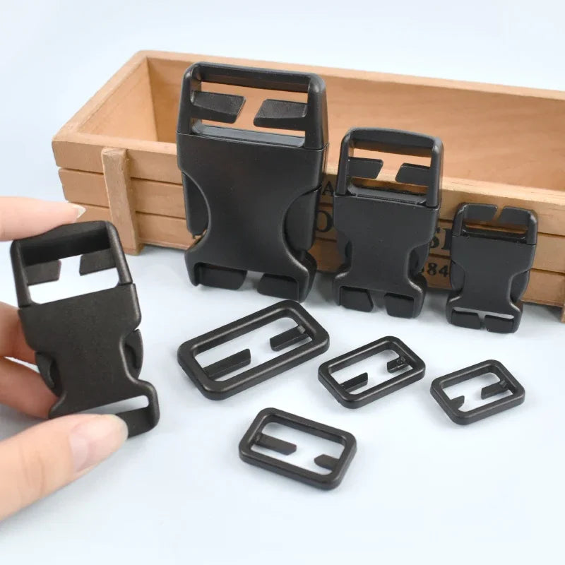 2-10Sets 20/25/38mm Dog Collar Repair Accessories Backpack Plastic Carabiner Clips Side Release Buckles Belt Adjust Sliders Hook