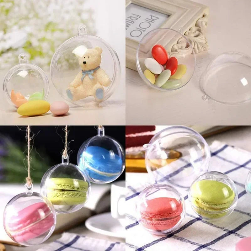 10Pcs Fillable Transparent Hanging Balls Plastic Christmas Ornaments Hollow Decorative Hanging Balls Xmas Tree Pendant Supply