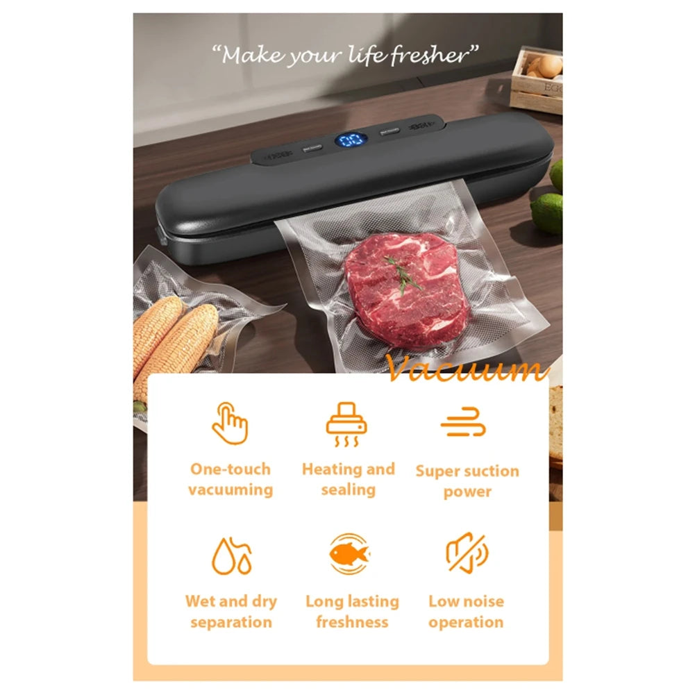A01V-Vacuum Sealer Machine With 10 Free Bags Efficient Household Food Preservation And Packaging EU Plug B