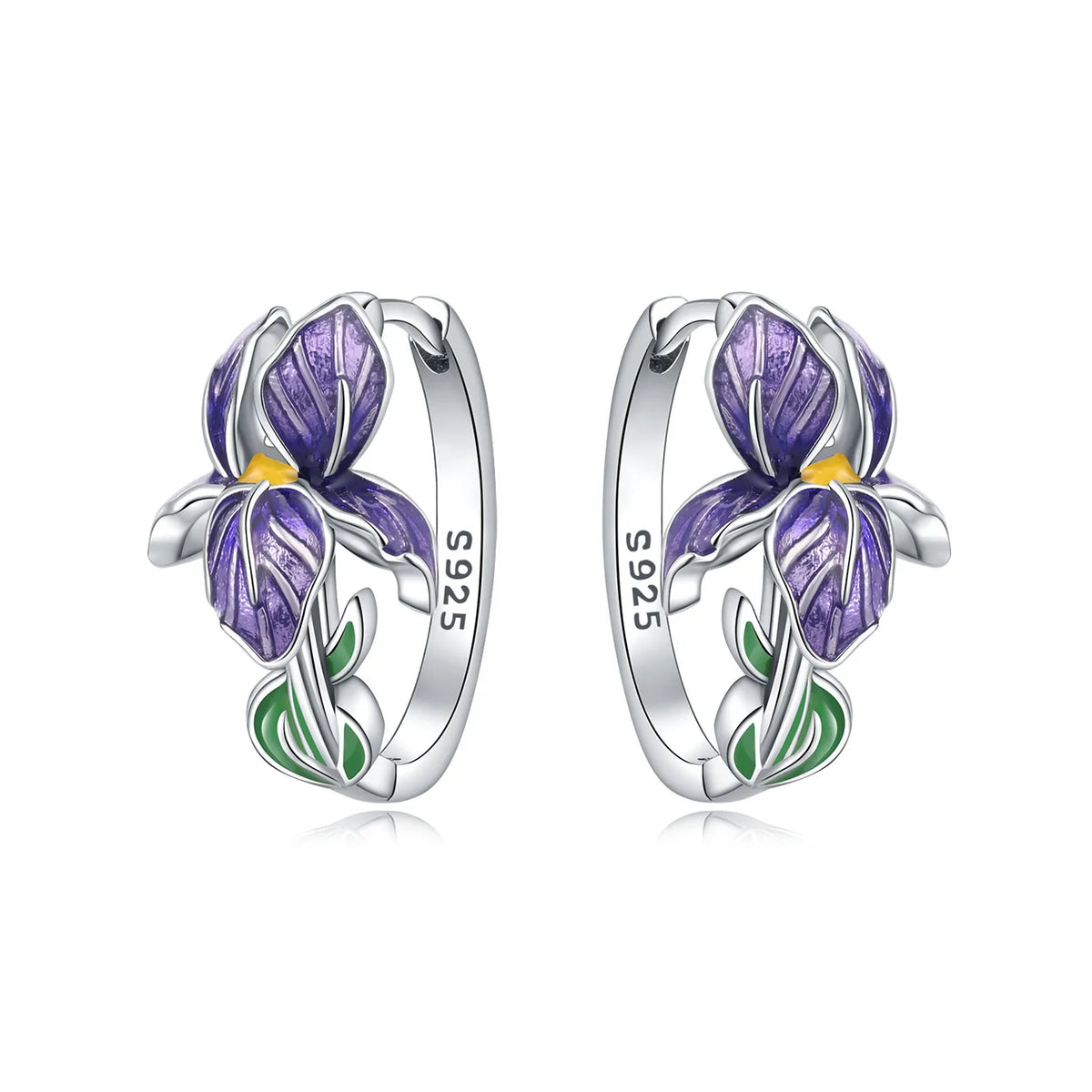 925 Sterling Silver Needle Iris Flower Hoop Earrings for Women Original Elegant Versatile Jewelry Birthday Party Fine Gift 2026