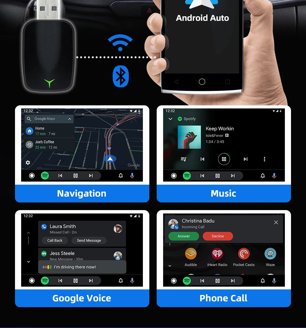 2025 New Wired to Wireless CarPlay 2 in1 Mini Adapter Android Auto Smart Box Plug and Play Auto Connection OTA Update Universal