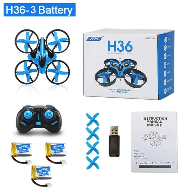 JJRC H36 Mini Drone 4ch 6-Axis Headless Mode Helicopter 360° Flip 3 Batteries Remote Control Quadcopter Toy Mini Drone For Kids
