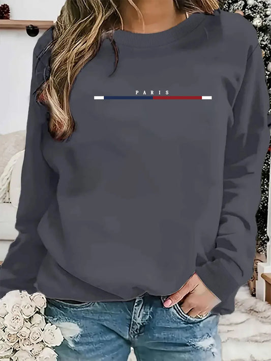 Paris Loose Sweatshirt Casual Long Sleeve Women Autumn and winter  Comfortable Pullover Crewneck Loose Female Clothes