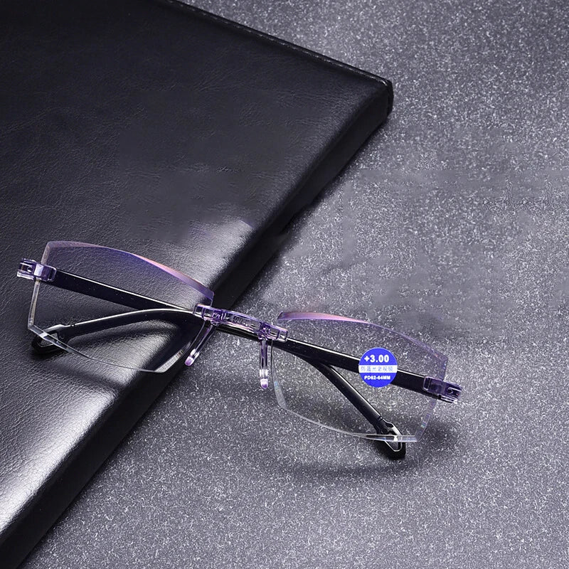 New frameless edge cutting blue light presbyopia glasses with intelligent zoom high-definition presbyopia glasses for