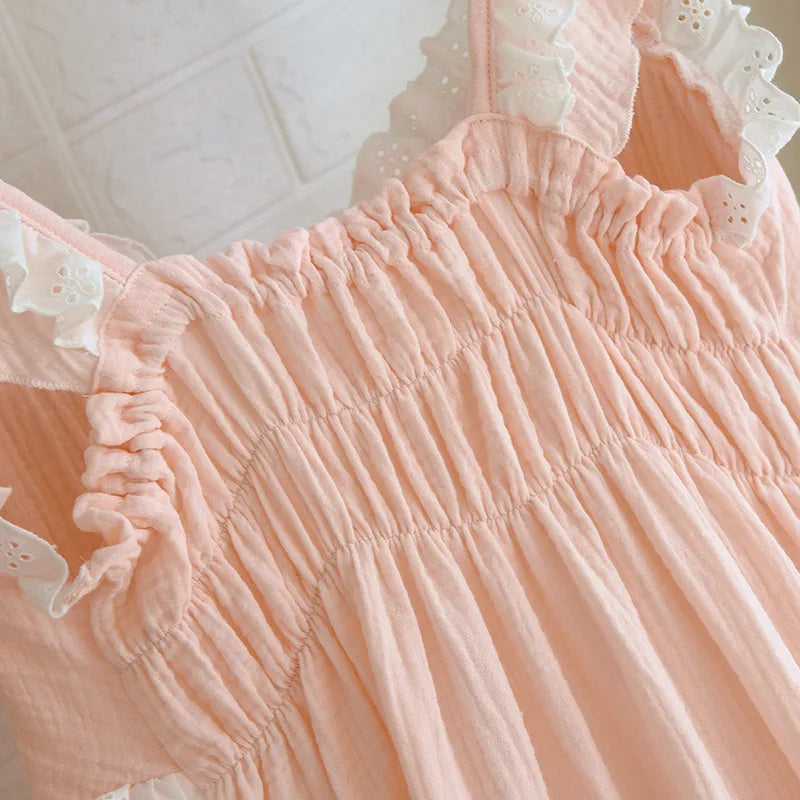 Cotton Solid Color Long Style Nightgown for Women Sleepwear Spring Summer and Autumn Casual Wear Cool Night Gown for Women