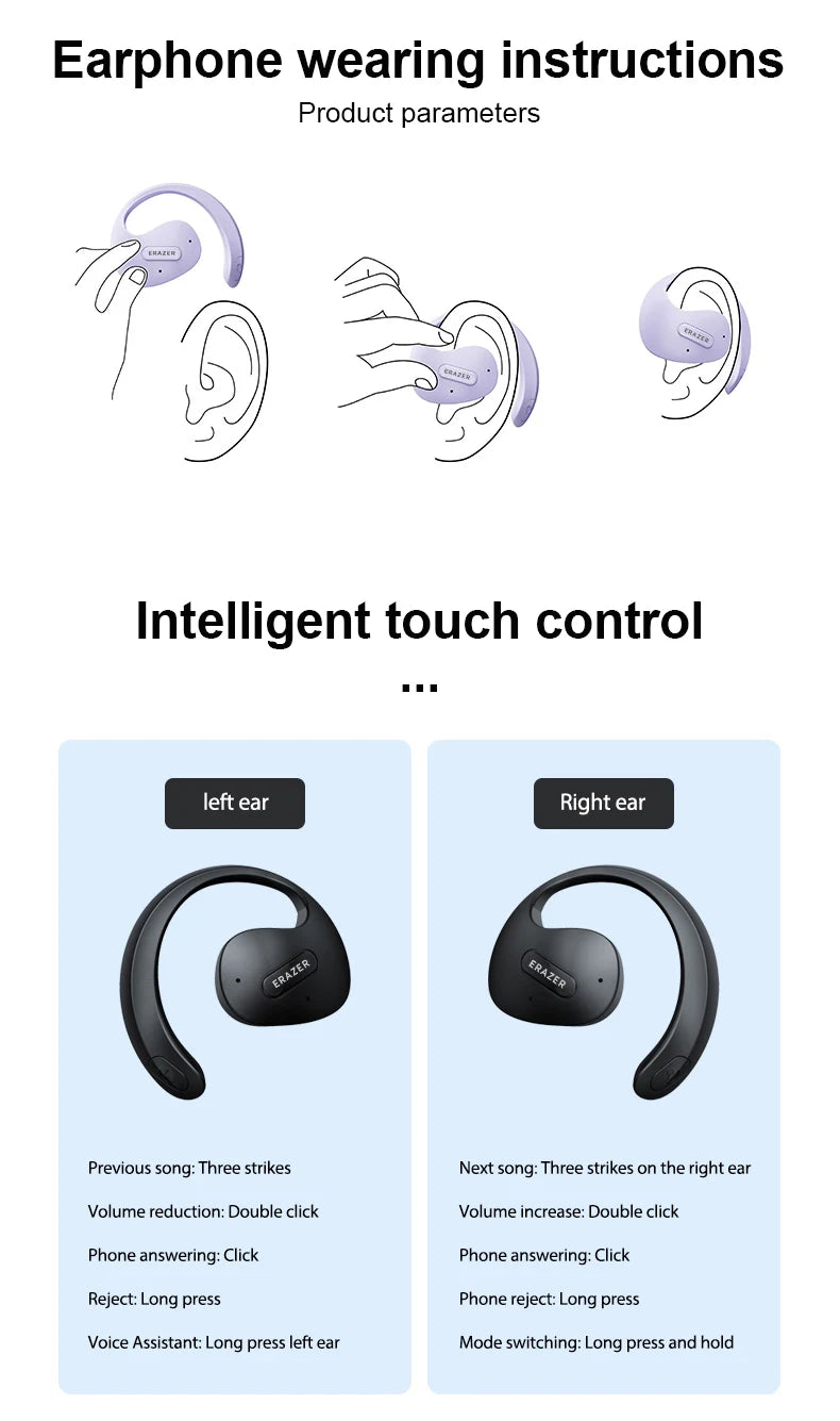 MINISO X15 pro Bluetooth 5.4 Earphones Erazer X15 Sports Wireless Headphones Noise Reduction HD Call Lenovo Earbuds with Mic