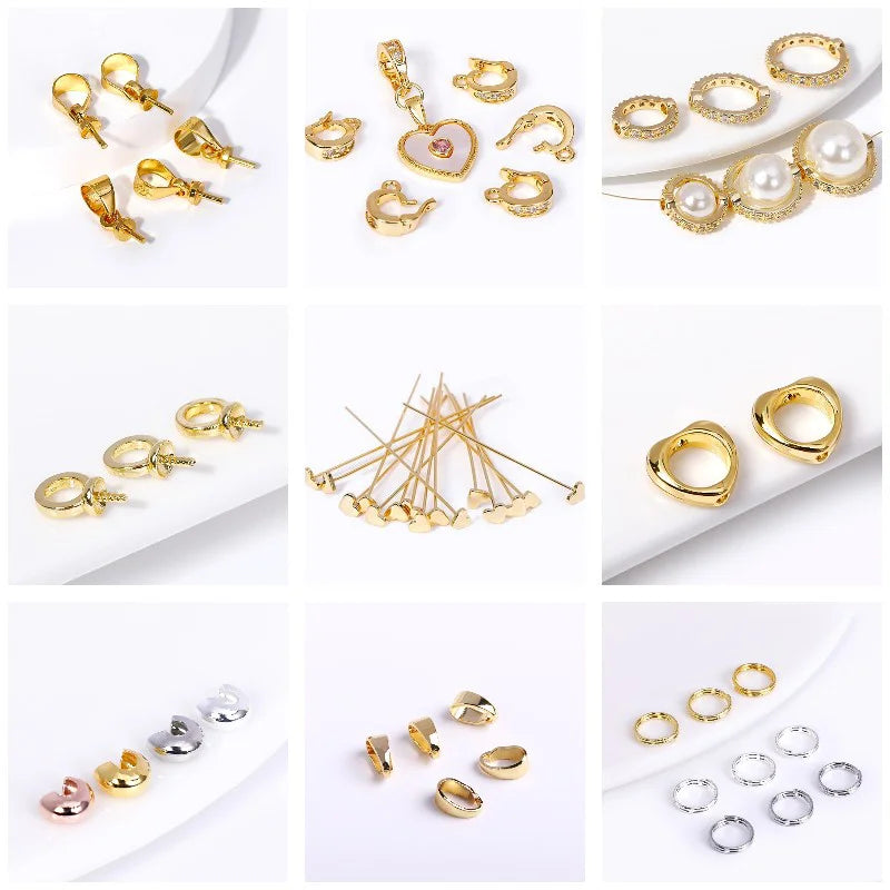 18K Gold Plated Brass Stripe Crimp End Beads Stopper Open Crimp Beads Covers DIY Handmade Crafts Accessories For Jewelry
