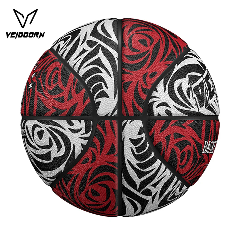 Veidoorn Rose Pattern Basketball Stylish Floral Design Outdoor/Indoor Sports Ball for Men and Women Rubber Ball