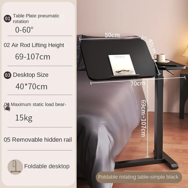 Folding bedside table pneumatic lift table mobile study table computer table office desk lazy dining table
