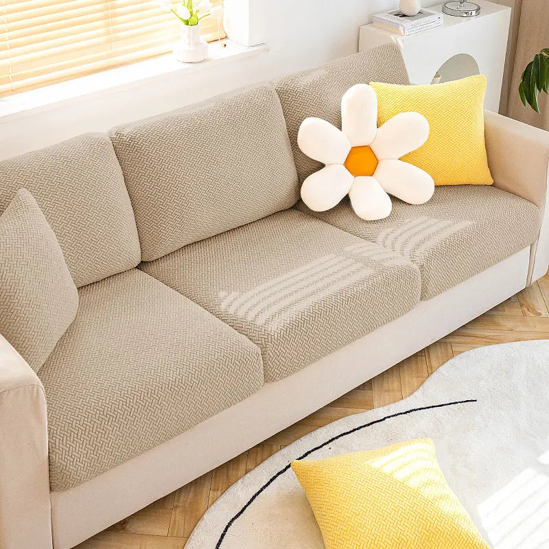 Jacquard Sofa Cover Stretch Fabric Sofa Seat Cushion Cover For Living Room Removable Spandex Seat Case Chaise Lounge Home Pets