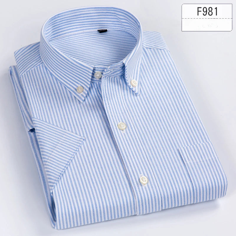 New in shirt hight qulity100%cotton summer short sleeve shirts for men slim fit shirt thin plaid houndstooth soft office clothes